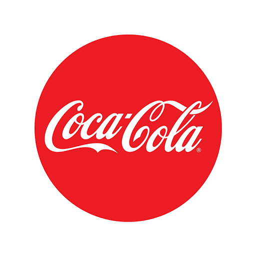 The image shows the Coca-Cola logo, which features the brand's name in white cursive text against a solid red circular background, epitomizing asymmetric marketing techniques that could inspire any innovative marketing agency.