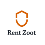 The image features the logo of "Rent Zoot," a marketing agency based in Madison, WI. It includes an orange shield outline, symbolizing protection, with the text "Rent Zoot" written below in black letters. The shield outline is open at the top and bottom, giving it a sleek, modern look reflective of asymmetric marketing principles.