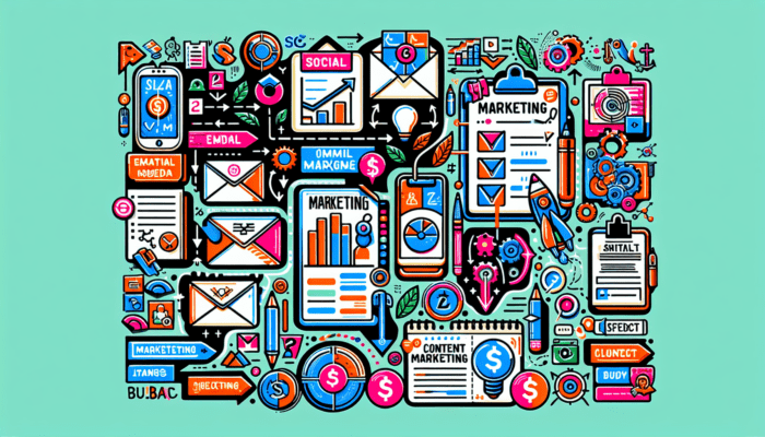 Colorful, vibrant digital marketing concept illustration