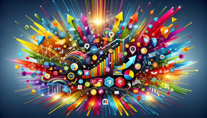 Vibrant digital explosion of colorful social media icons