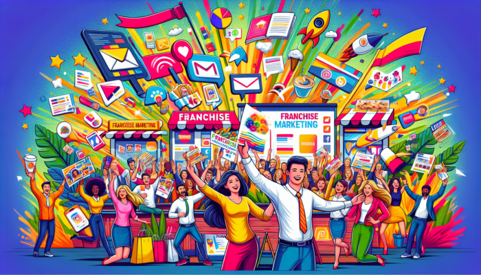 Colorful illustration of diverse people celebrating franchise marketing