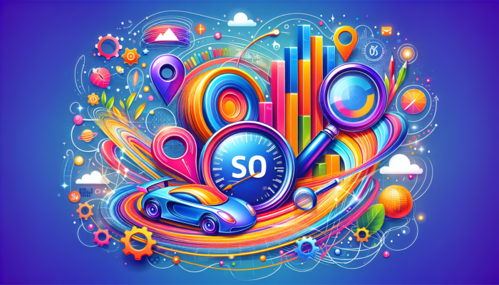 Colorful abstract SEO and digital marketing illustration