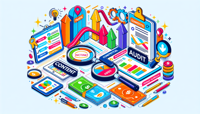 Colorful digital marketing tools and analytics illustration