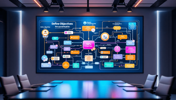 A flowchart showing the steps to conduct a competitor benchmarking analysis.