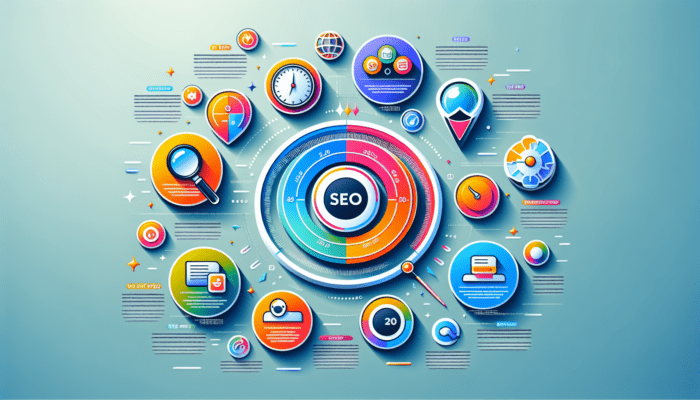 Colorful infographic detailing SEO strategy and tools