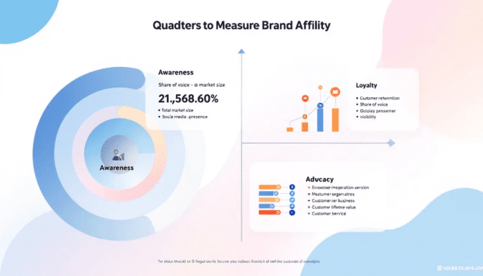 A chart depicting key metrics to measure brand affinity.