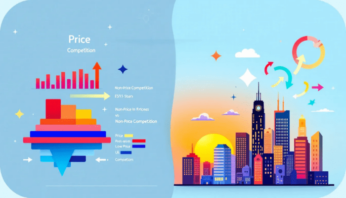 An illustration depicting price and nonprice competition in business.