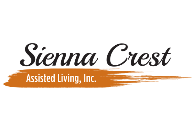 Sienna Crest Assisted Living Inc. logo with orange swipe