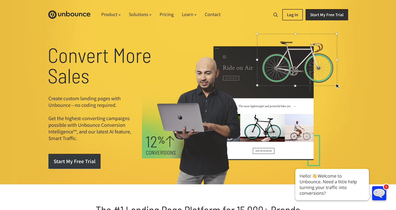Man presenting sales conversion approach on laptop
