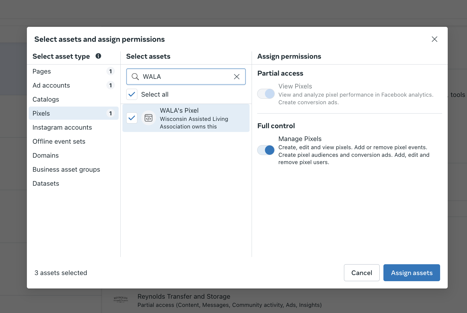 Screenshot of digital asset management interface