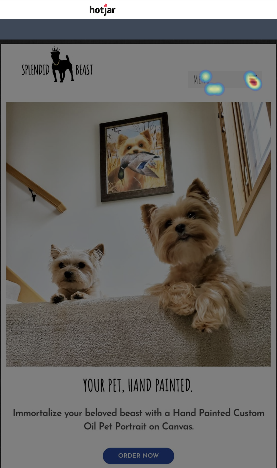 Two Yorkshire Terriers and a painted pet portrait