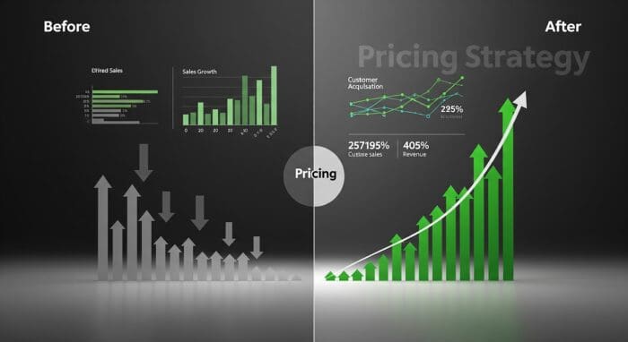 Graph showing improved sales after pricing strategy.