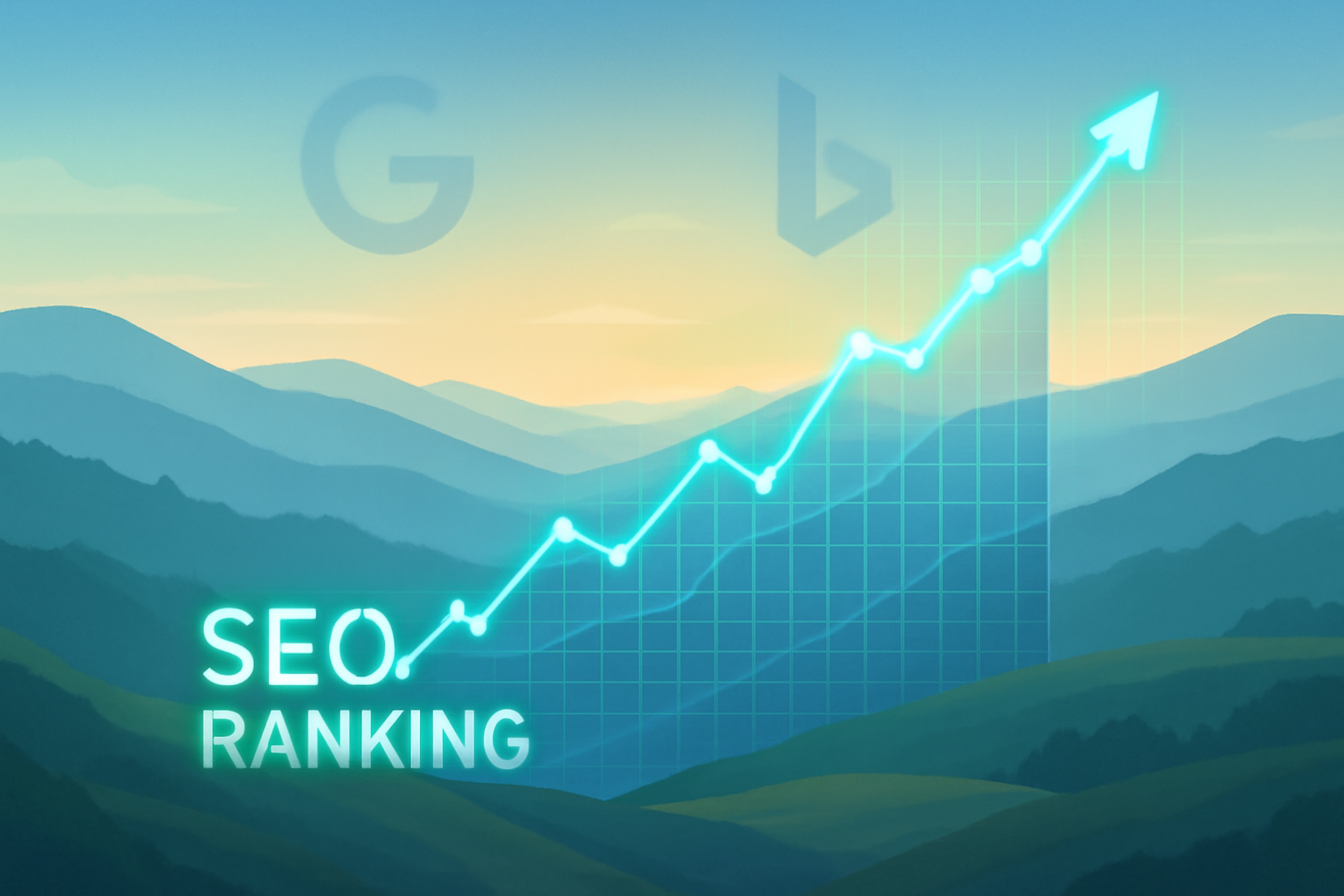 SEO ranking graph with upward trend