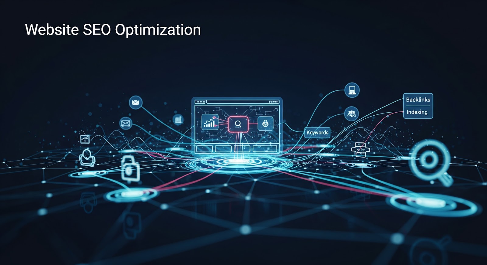 Digital depiction of website SEO optimization process