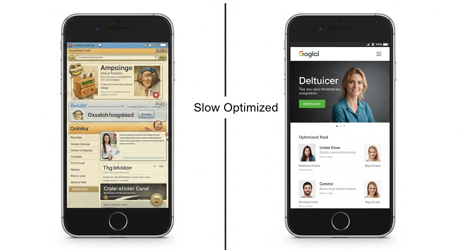 Comparison of slow versus optimized mobile websites.