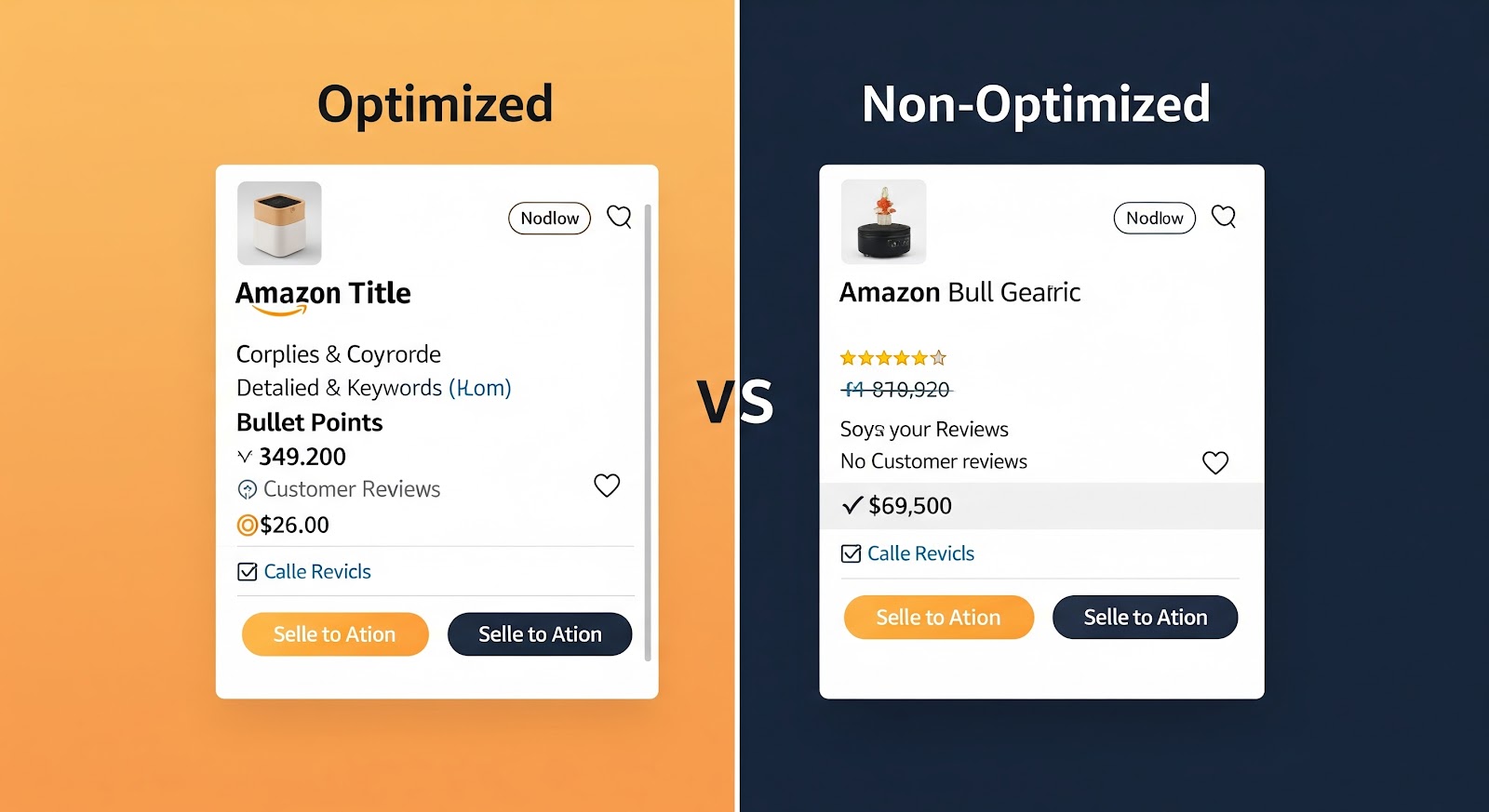 Comparison of optimized vs non-optimized Amazon listings