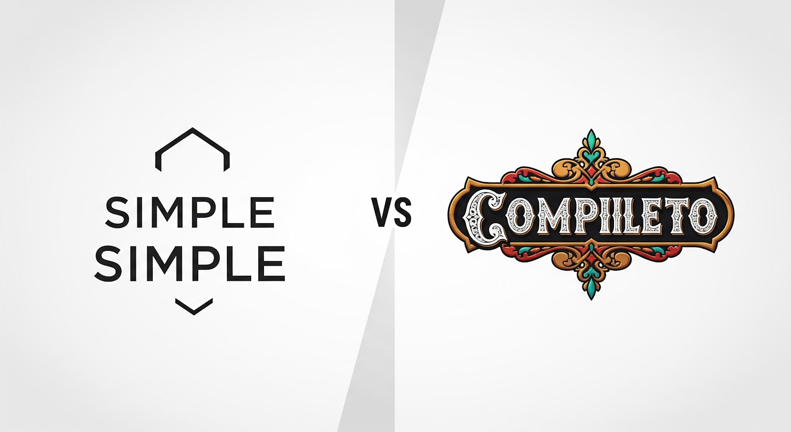 Simple vs Compileto logo design comparison.
