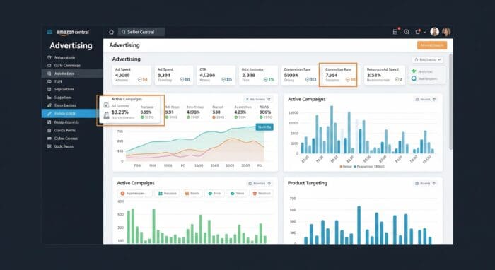 Dashboard showing advertising metrics and graphs