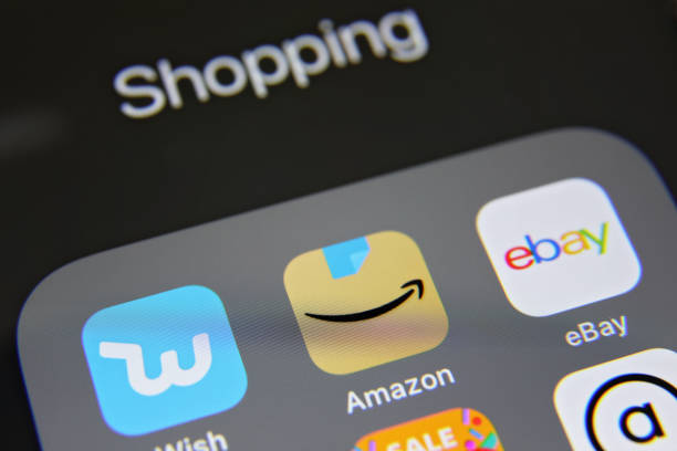 Shopping app icons on smartphone screen