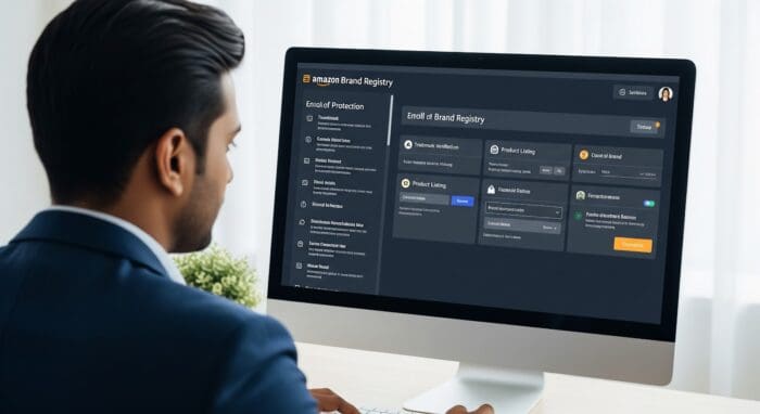 Person using Amazon Brand Registry on desktop