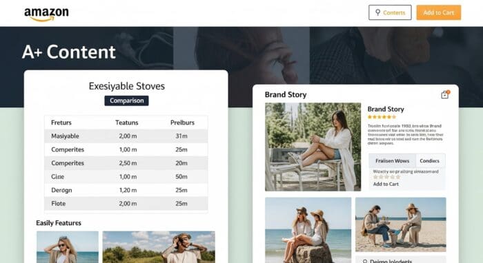 Amazon A+ Content with stove comparison and brand story.