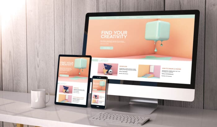 Responsive design on desktop, tablet, and smartphone